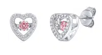 Silvego Stříbrné náušnice Azalea s růžovým tančícím Brilliance Zirconia MW02035EP