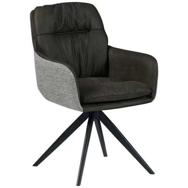MID.YOU ŽIDLE S PODRUČKAMI, vzhled kůže, splétaný textil, černá