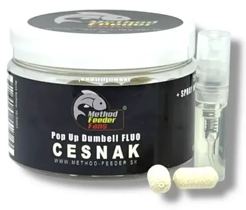 Method feeder fans plovoucí dumbell pop up 8x15 mm 100 ml + sprej esence 2 ml - česnek
