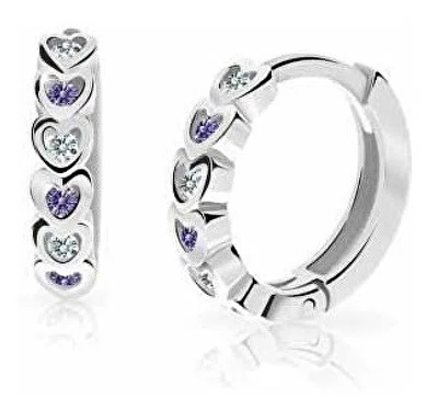 Cutie Jewellery Dětské kruhové náušnice z bílého zlata C3339-80-X-2 fialová