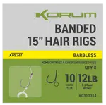 Korum návazec banded hair rigs barbless 8 ks délka 15" - velikost háčku 10