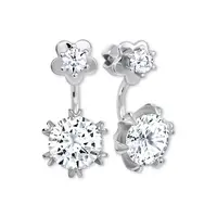 Soliter Třpytivé stříbrné náušnice 2v1 436 001 00421 04