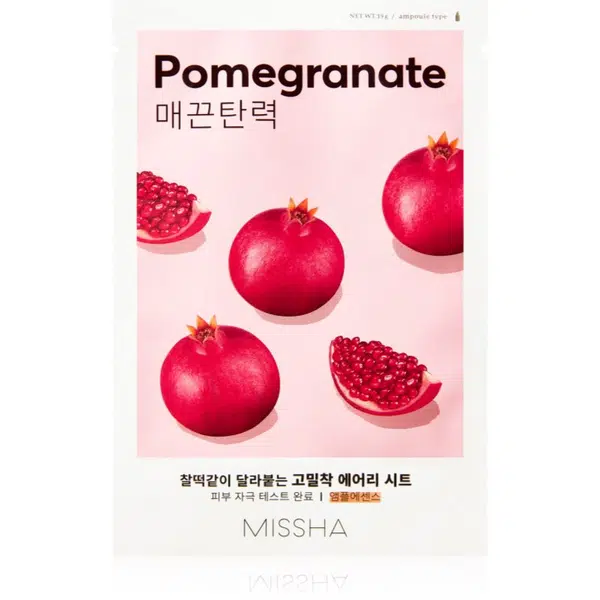 Missha Airy Fit Pomegranate plátýnková maska se zjemňujícím a osvěžujícím účinkem 19 g