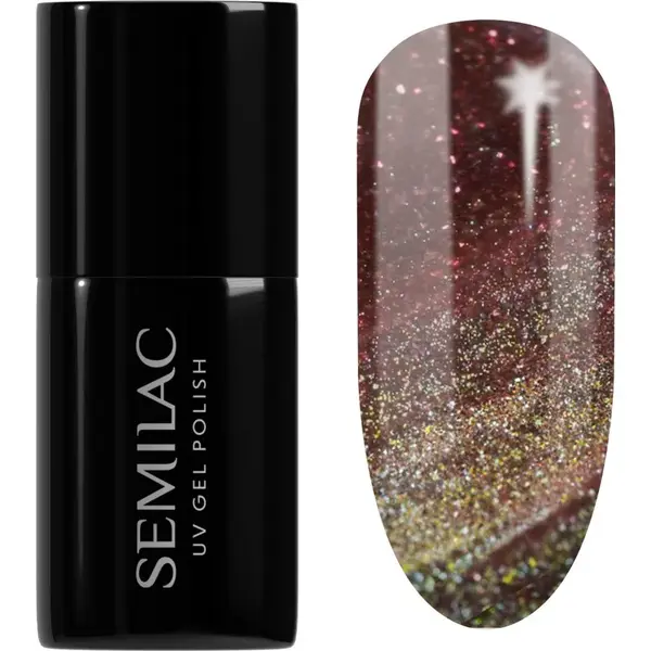 Semilac UV Hybrid Galaxy Flash gelový lak na nehty s použitím UV/LED lampy odstín 824 Digital Red 7 ml