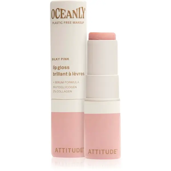 Attitude Oceanly Plastic Free Makeup lesk na rty s hydratačním účinkem odstín Silky Pink 3.4 g
