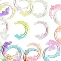 20Pcs 2 Colors Transparent UV Plating Acrylic Beads