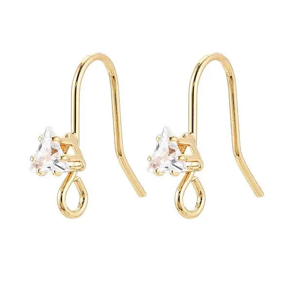Brass Pave Clear Cubic Zirconia Earring Hooks