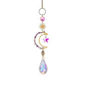 Glass & Brass Moon Star Pendant Decorations