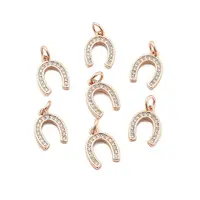 CZ Brass Micro Pave Cubic Zirconia Horse Shoe Charms