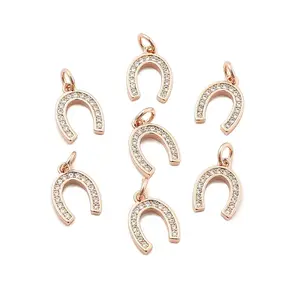 CZ Brass Micro Pave Cubic Zirconia Horse Shoe Charms