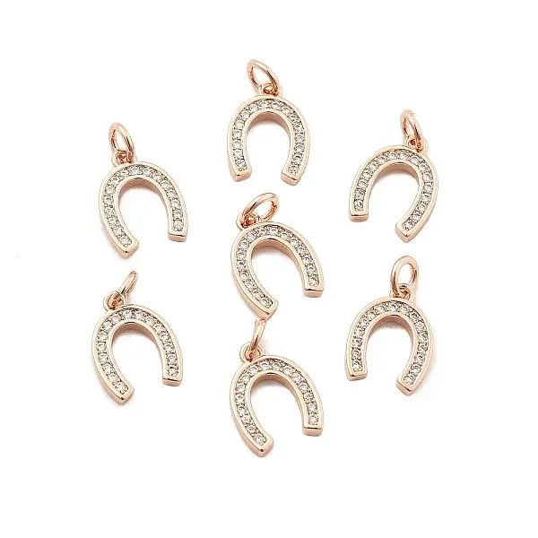 CZ Brass Micro Pave Cubic Zirconia Horse Shoe Charms