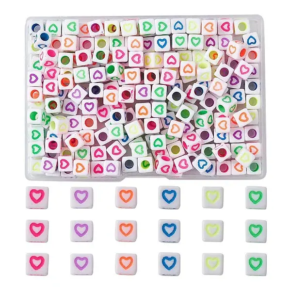 210Pcs 6 Colors Opaque White Acrylic European Beads