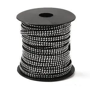 2 Row Platinum Aluminum Studded Faux Suede Cord