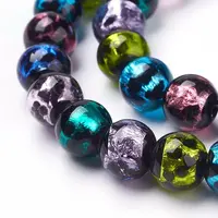 Handmade Silver Foil Lampwork Beads Strands