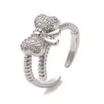 Brass Micro Pave Cubic Zirconia Open Cuff Ring
