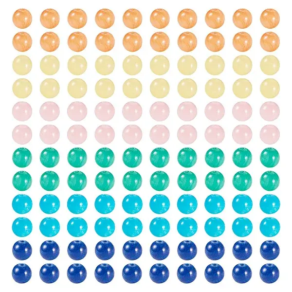 96Pcs 6 Colors Natural Mashan Jade Round Beads