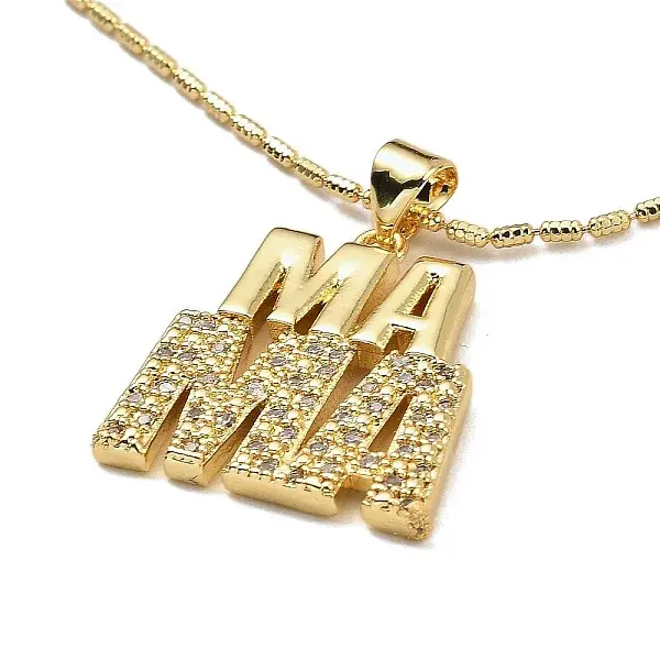 Golden Plated Brass Micro Pave Cubic Zirconia Pendant Necklaces