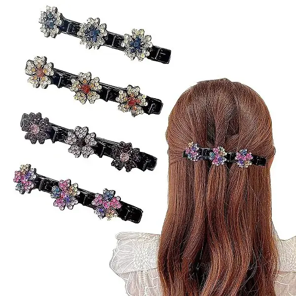 Fashion Double Layer Resin Rhinestone Alligator Hair Clips Sets