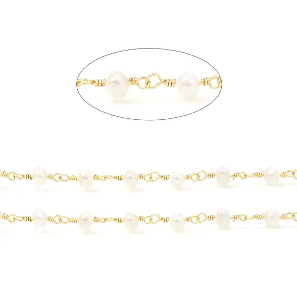 3.28 Feet Brass Handmade Beaded Chain