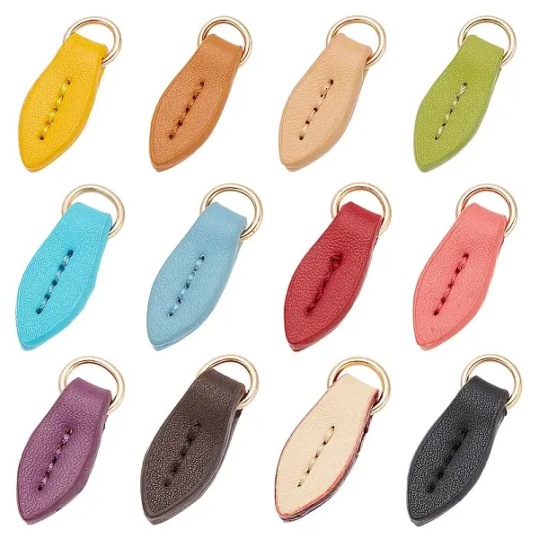 11pcs 11 colors Leather Zipper Pull Tabs