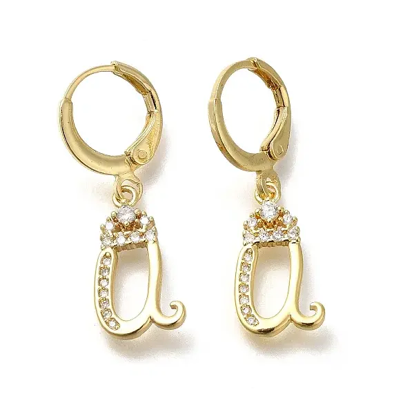 Brass Clear Cubic Zirconia Hoop Earrings