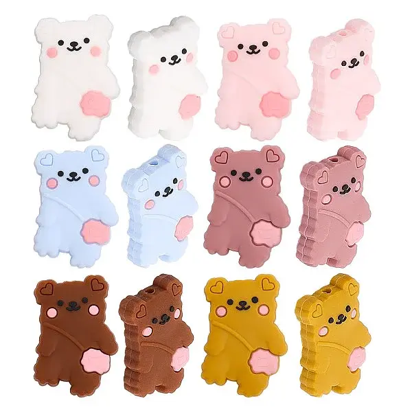 12Pcs 6 Colors Food Grade Eco-Friendly Silicone Beads