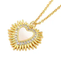 Brass Micro Pave Cubic Zirconia Pendant Necklaces