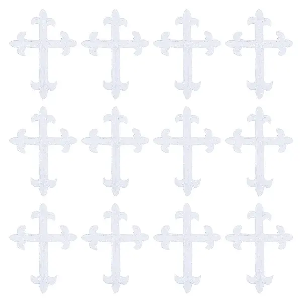 Cross Fleury Polyester Embroidery Iron on Applique Patch