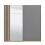 Dvoudveřová posuvná skříň se zrcadlem 220 donna-šedá/dub artisan -