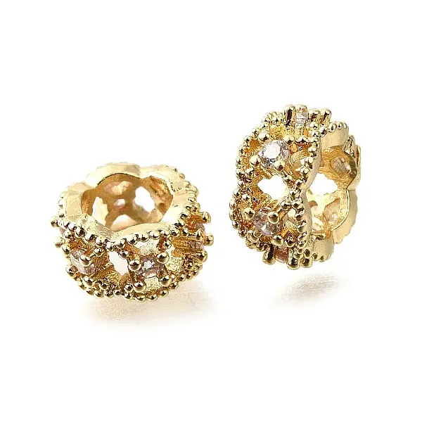 Column Brass Micro Pave Cubic Zirconia European Beads