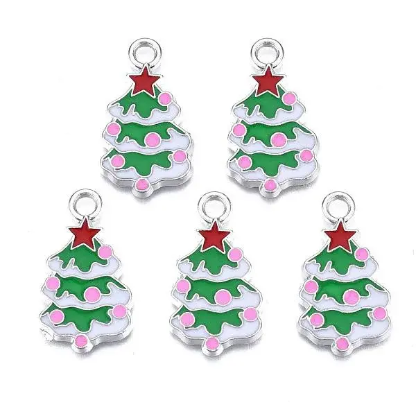 Christmas Tree Alloy Enamel Pendants