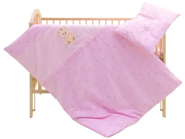 Detské obliečky do postieľky dvojdielne béďa - ružové
