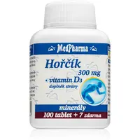 MedPharma Hořčík 300mg + Vitamin D tablety pro podporu zdraví kostí a zubů 107 tbl