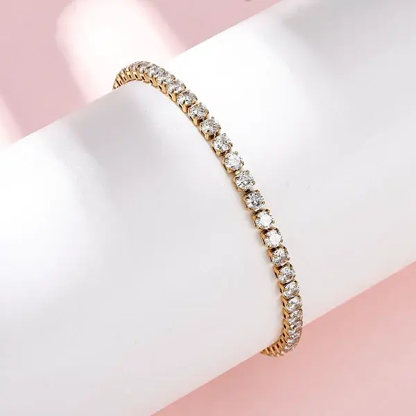 304 Stainless Steel with Cubic Zirconia Link Chain Bracelets for Women