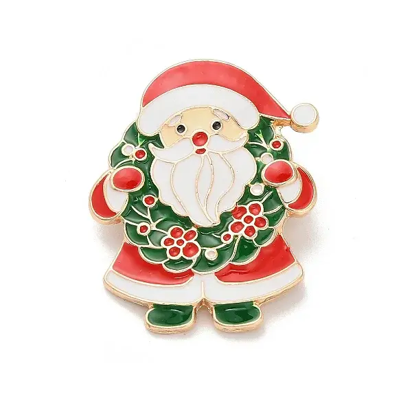 Santa Claus with Christmas Wreath Enamel Pins