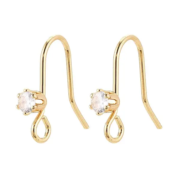 Brass Pave Clear Cubic Zirconia Earring Hooks