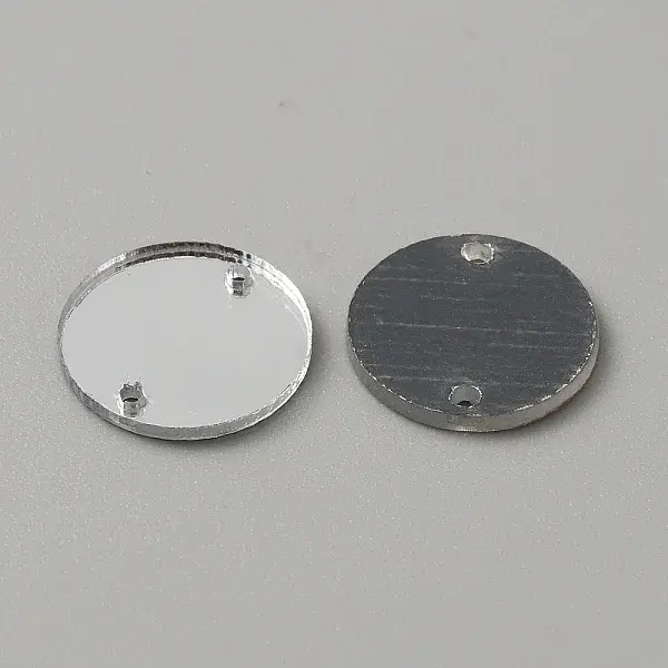 Flat Round Acrylic Mirror Sew on Rhinestone