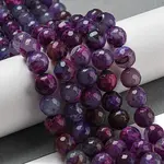 Faceted Natural Fire Crackle Agate Beads Strands