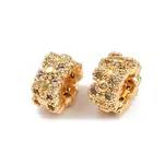 Brass Micro Pave Clear Cubic Zirconia Beads