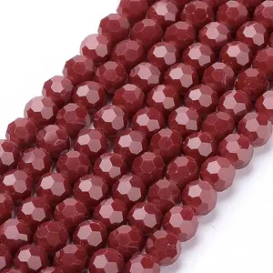 Faceted Glass Round Beads Strands