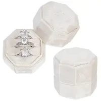 3-Slot Octagon Velvet Rings Storage Boxes