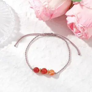 Natural Striped Agate Beads Braided Bead Bracelets for Women