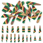 18Pcs 9 Styles Epoxy Resin & Walnut Wood Pendants