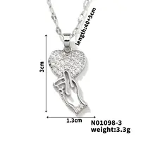 Brass Micro Inlaid Cubic Zirconia Heart with Hand Pendant Elegant Fashion Necklaces for Women