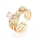 Brass Micro Pave Cubic Zirconia Cuff Rings