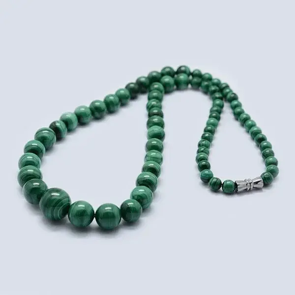 Natural Malachite Graduated Beaded Necklaces