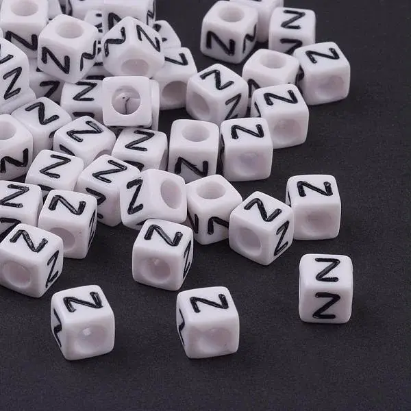 Acrylic Horizontal Hole Letter Beads
