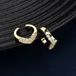 Brass Micro Pave Clear Cubic Zirconia C-Shaped Cuff Earrings