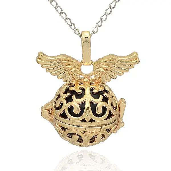 Golden Tone Brass Hollow Round Cage Pendants