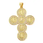 Cross Brass Micro Pave Cubic Zirconia Pendants